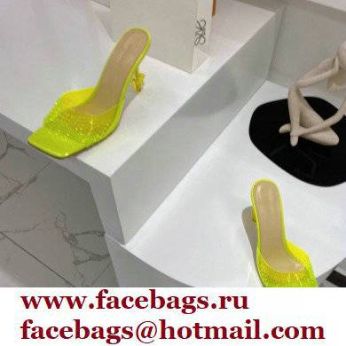 Mach & Mach Star Heel 8.5cm Crystal Embellished Mules PVC Light Green 2022 - Click Image to Close